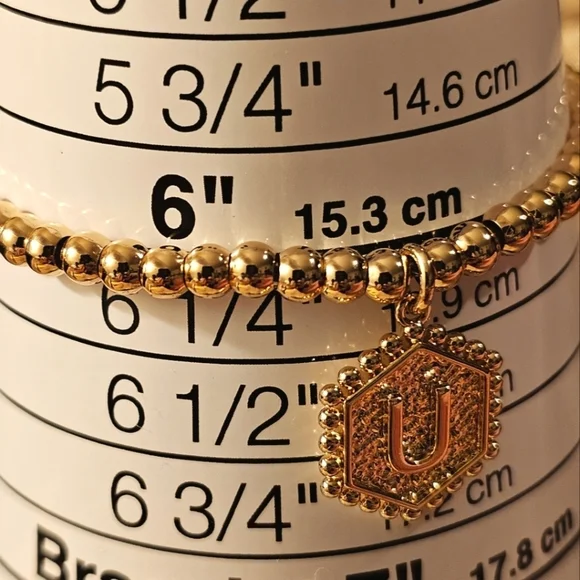 NEW Elegant Gold Beaded Initial "U" Bracelet B1P21 - Picture 5 of 6